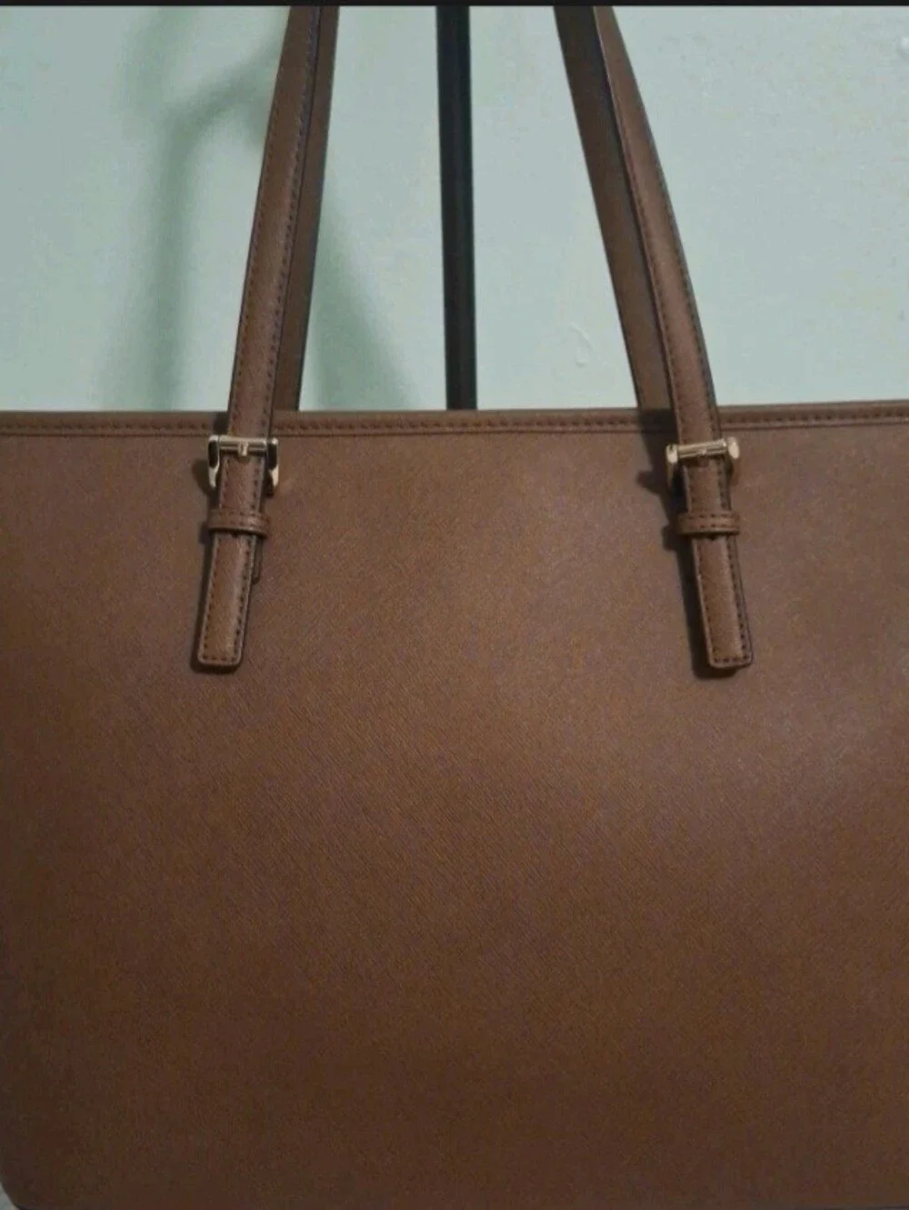 Michael Kors Cognac Leather Saffiano Tote with MK Charm - Picture 4 of 6